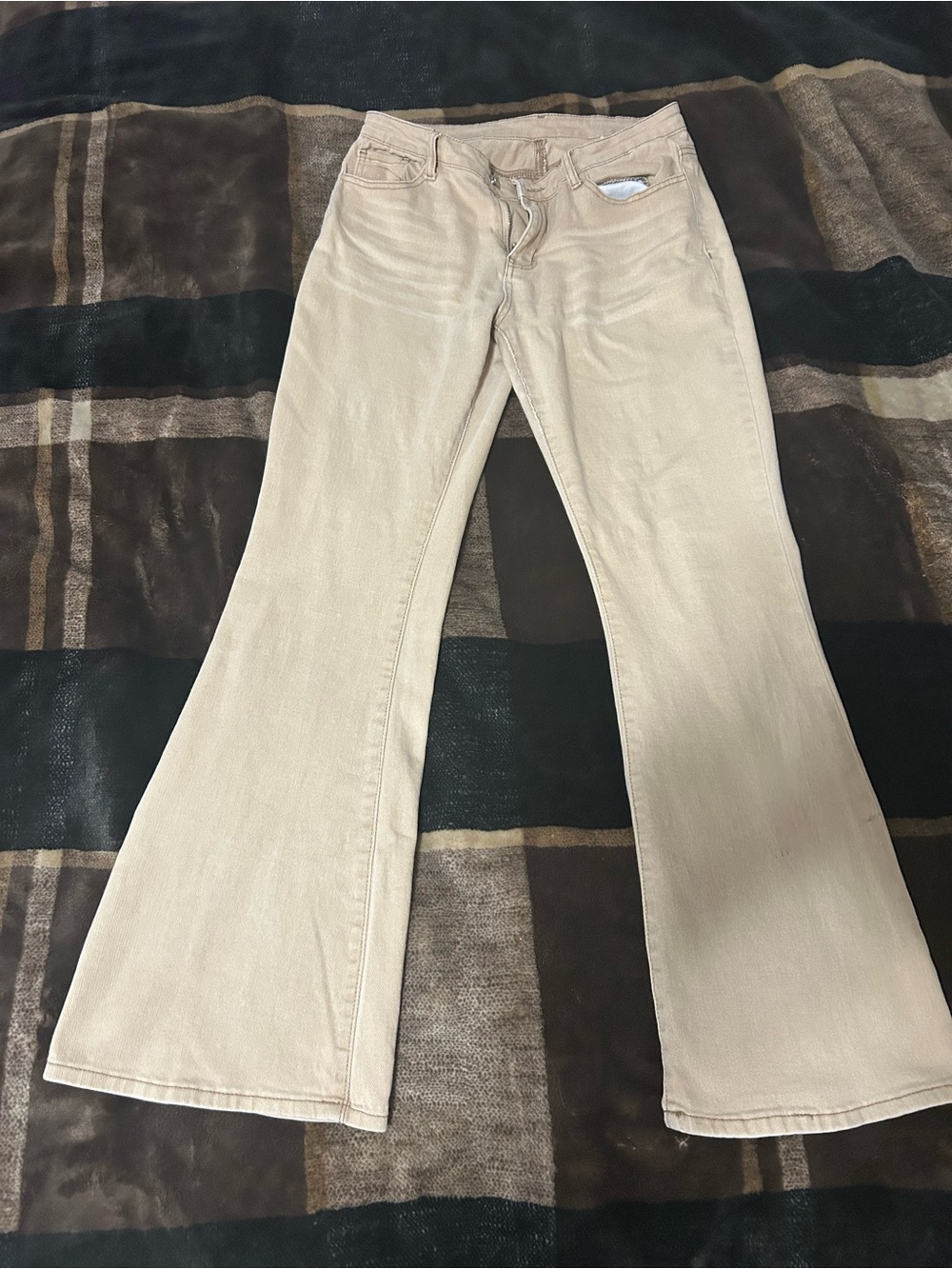 White House Black Market Beige Flare Jeans